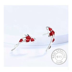 2/$30 Genuine 925 Sterling Silver Enameled Koi Fish Earrings